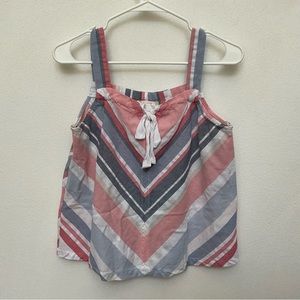 Copper Key Blue, Pink, White Chevron Tie Tank Top Size Small Pastel Coastal